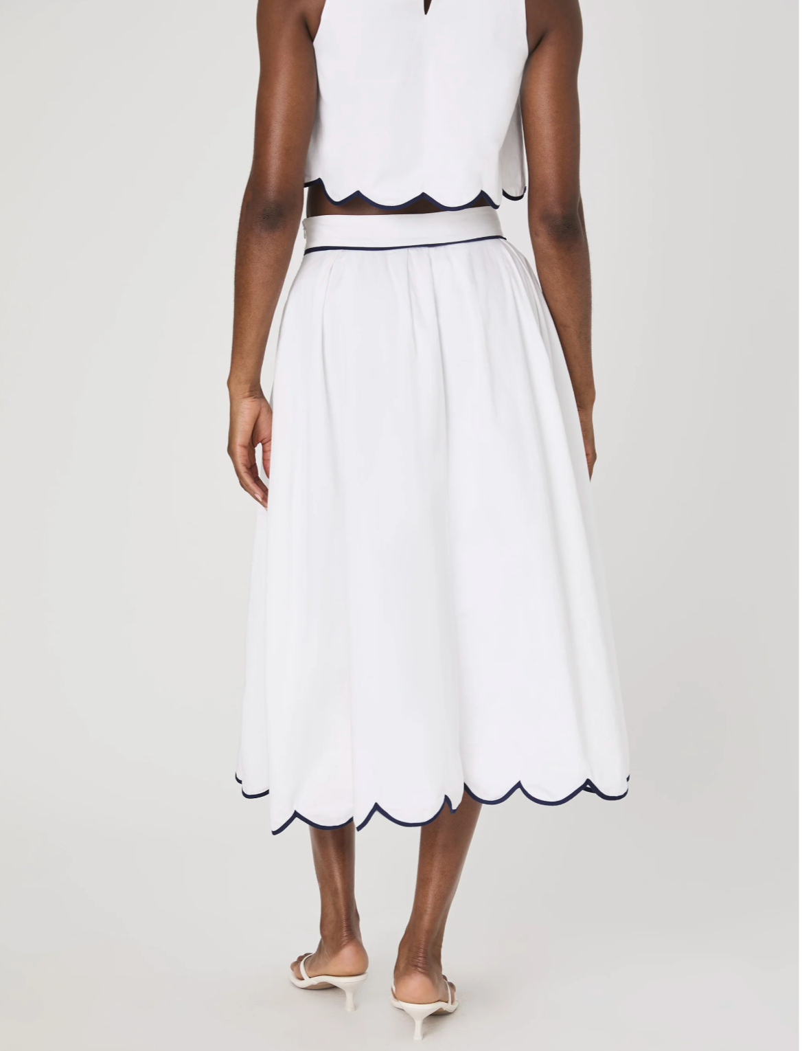 French Connection Alexis Cotton Scallop Midi Skirt