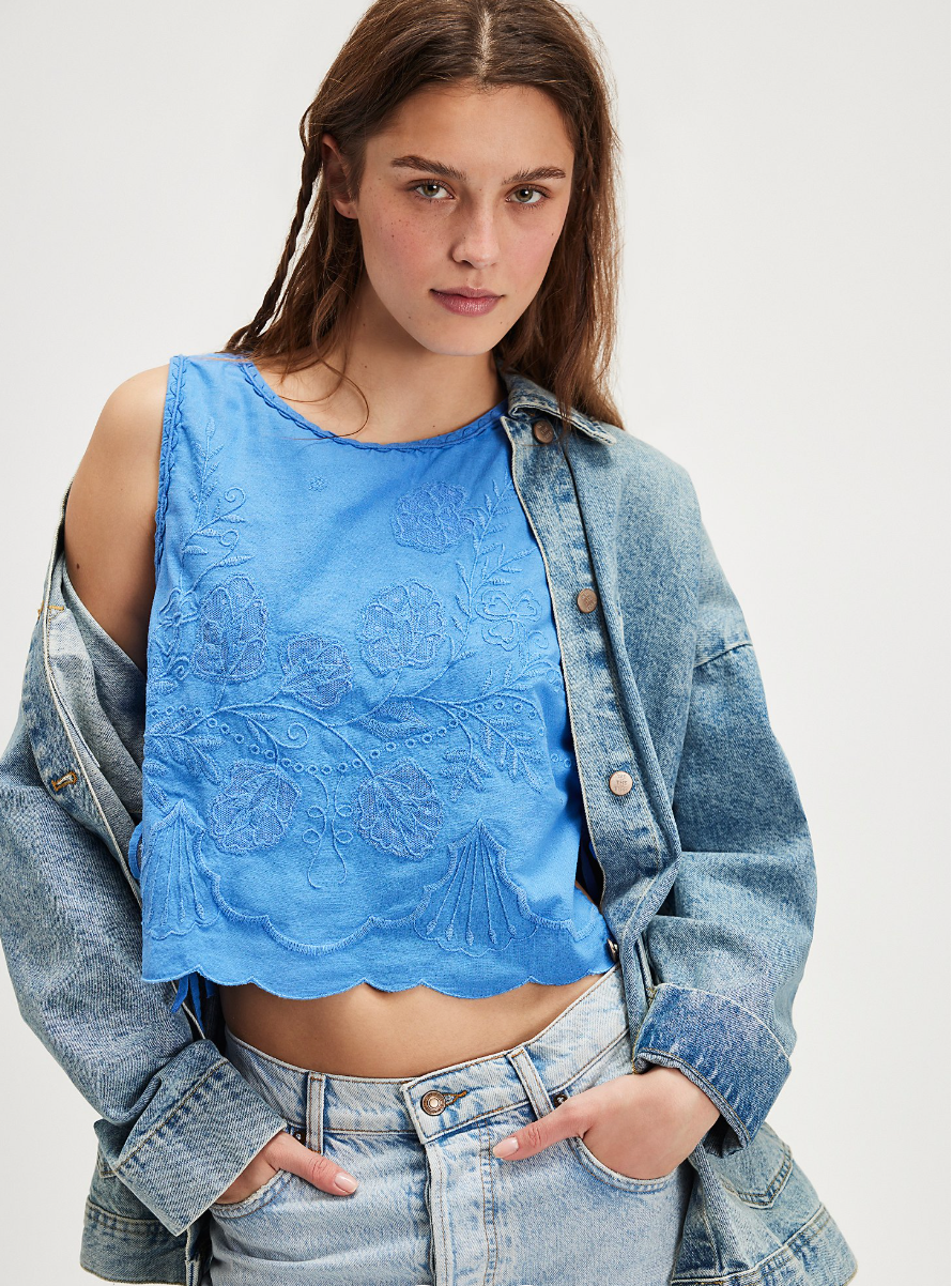 Free People Faded Gardens Side Tie Tank top