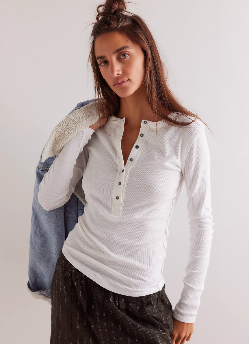 Free People Jamie Henley Long Sleeve Ribbed tee
