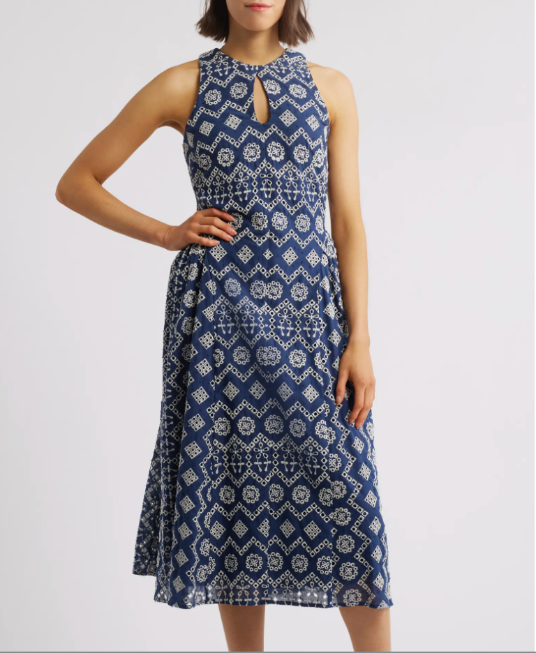 Soraia Cotton Eyelet Midi Dress