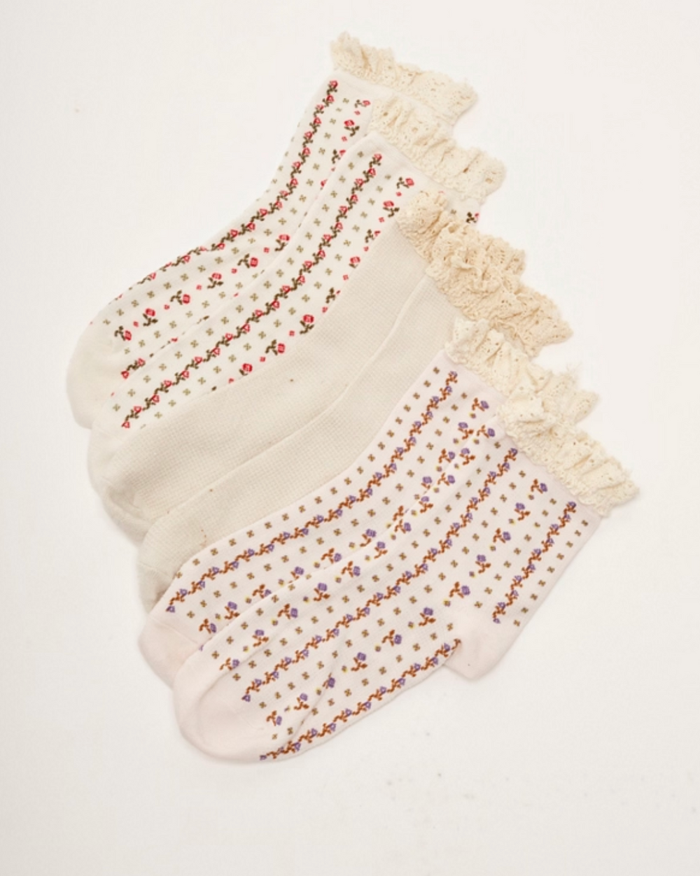 Free People Ruffle Ankle Socks 3-pack