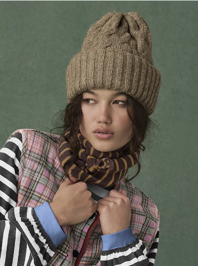 Free People Stretch Knit Coast Line Beanie Winter Hat