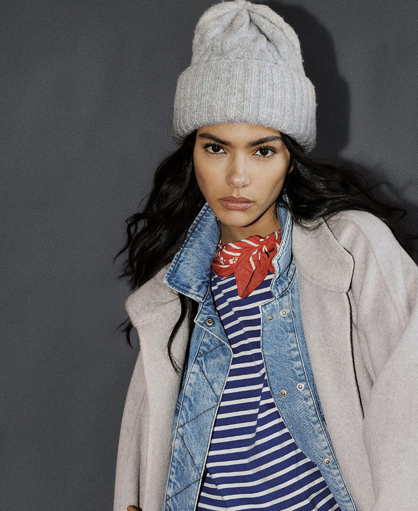 Free People Stretch Knit Coast Line Beanie Winter Hat