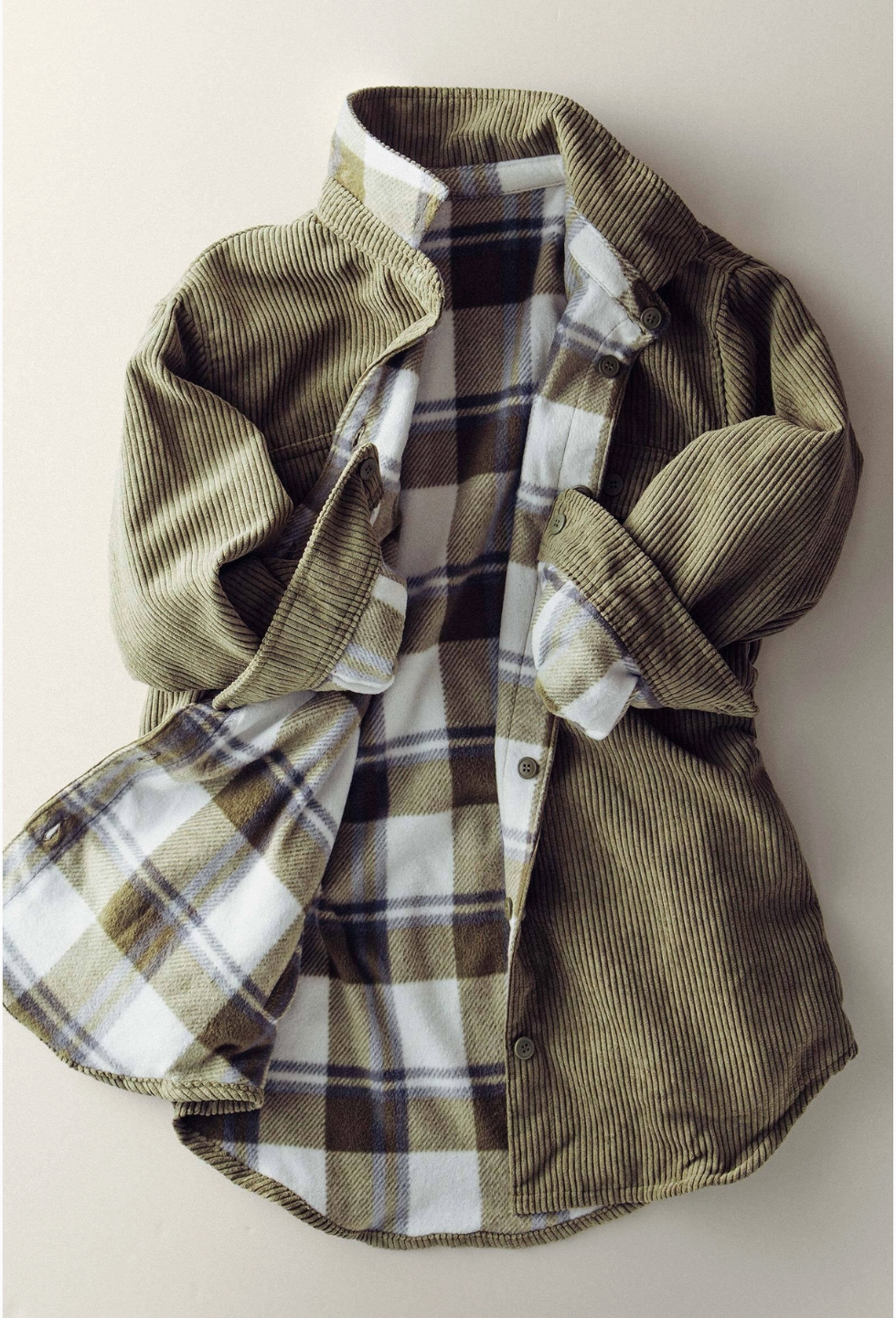 Urban Daizy Plaid Lined Corduroy Flannel Shacket