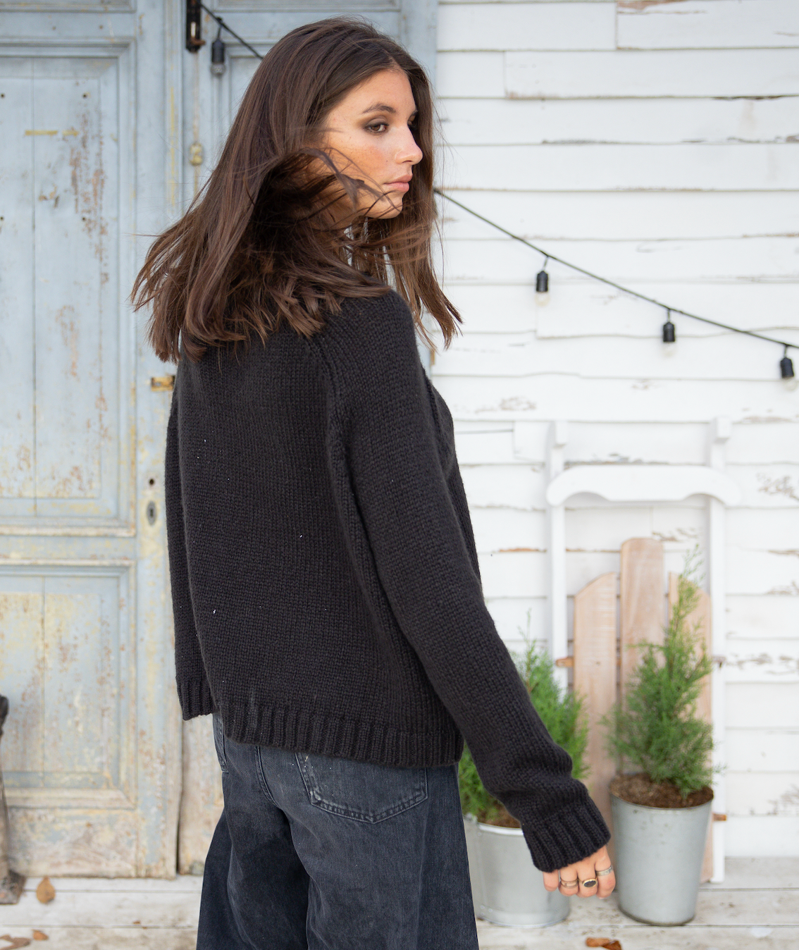 Wooden Ships Charlotte Zip Crew Chunky Sweater