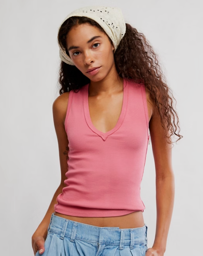 We the Free People Neria V neck Ribbed Tank Top