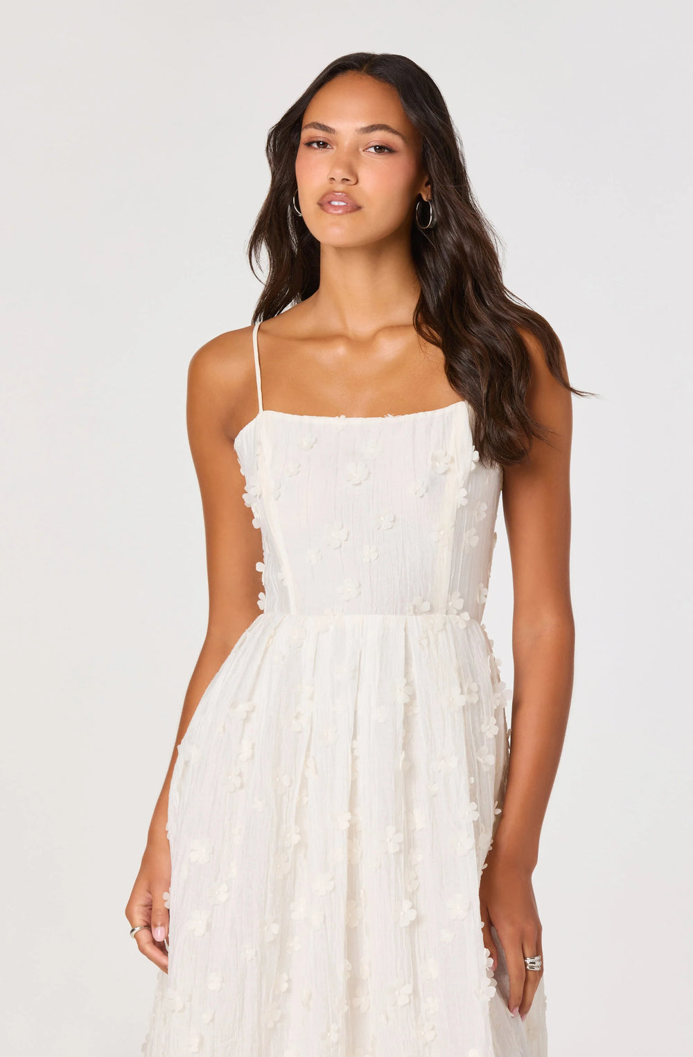 Avani Off White 3D Floral Applique Midi Dress from ASTR