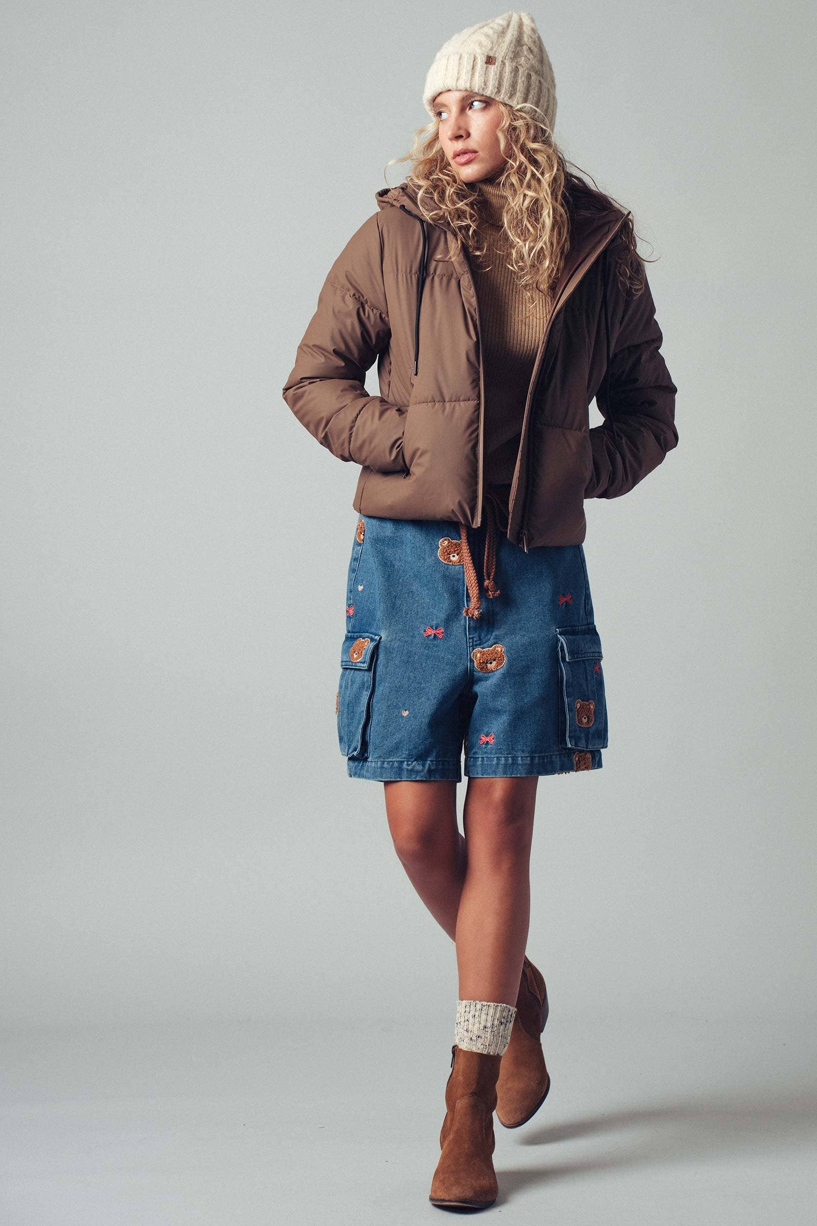 Cozy Hooded Brown Puffer Jacket