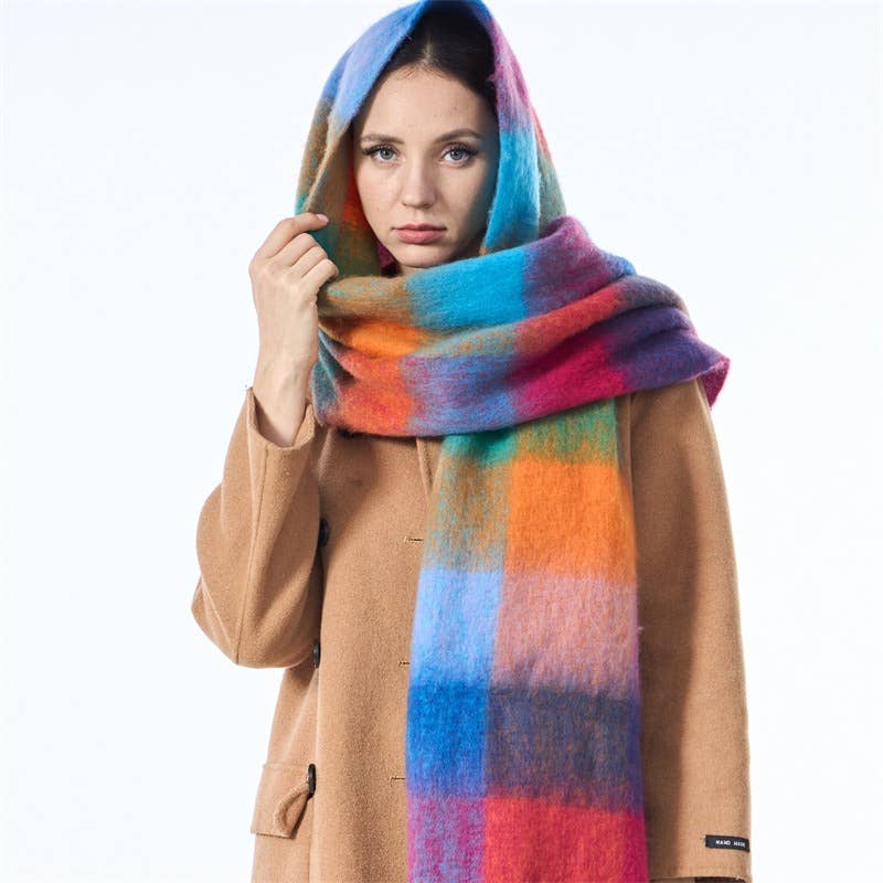 Color Block Plaid Daily Scarf