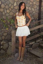 White Stretch Mini Skort With Shorts