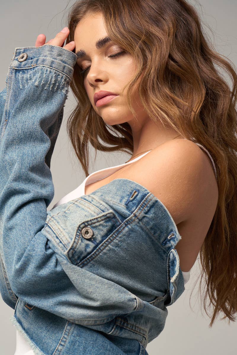 Raw Hem Denim Jean Jacket