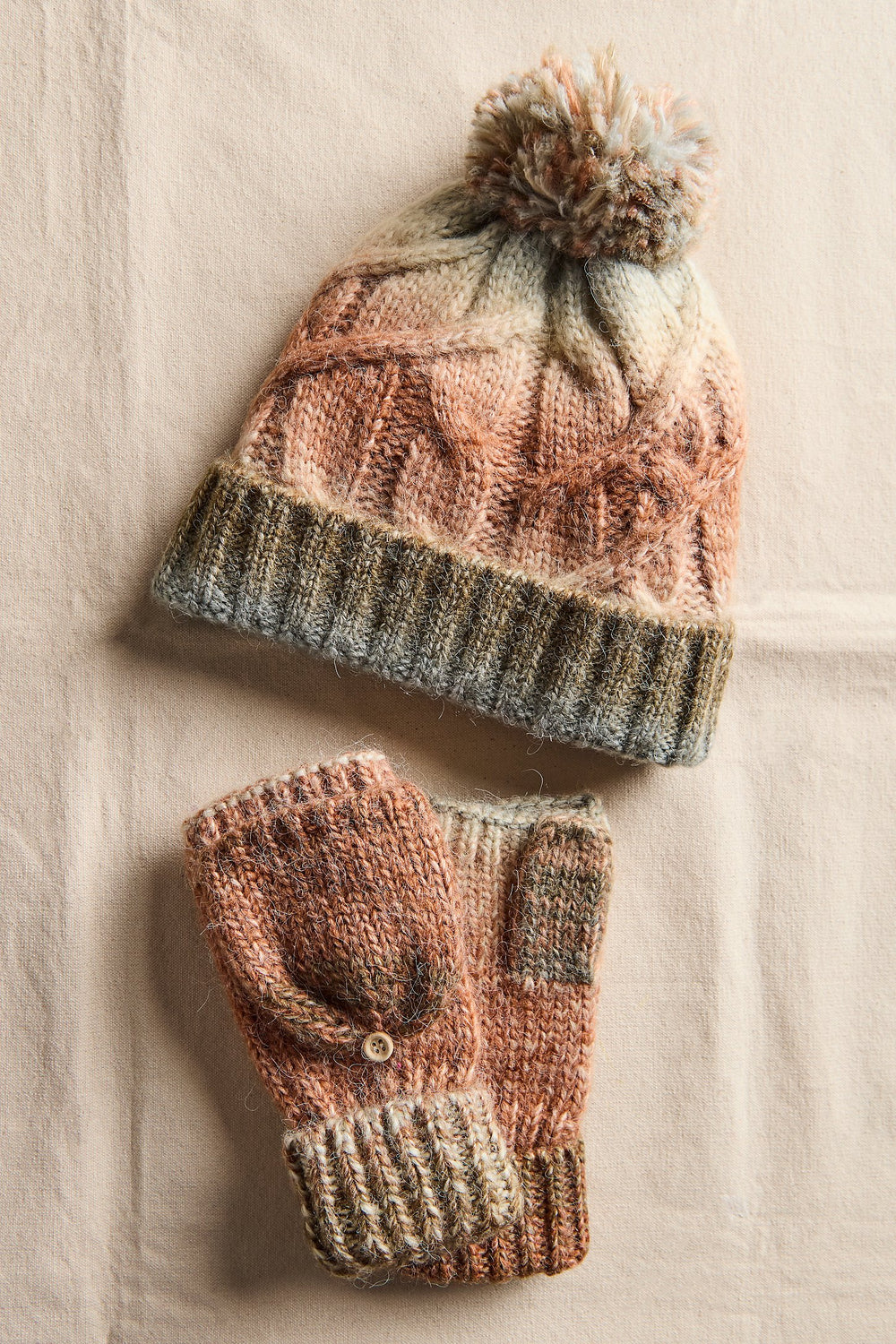 Free People Rainbow Run Hat & Mitten Set