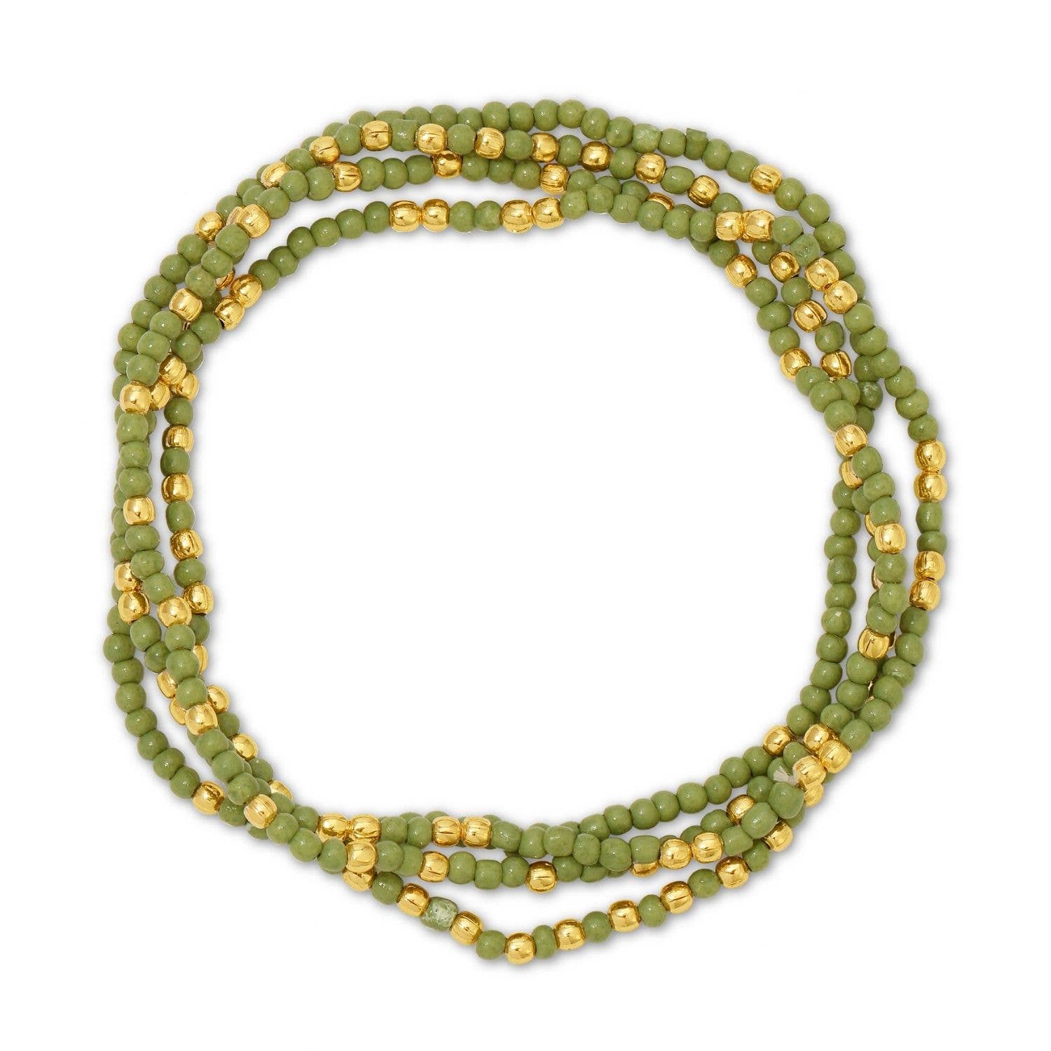 Splendid Iris Solid Color and Gold 2mm Seed Bead Stretch Bracelets