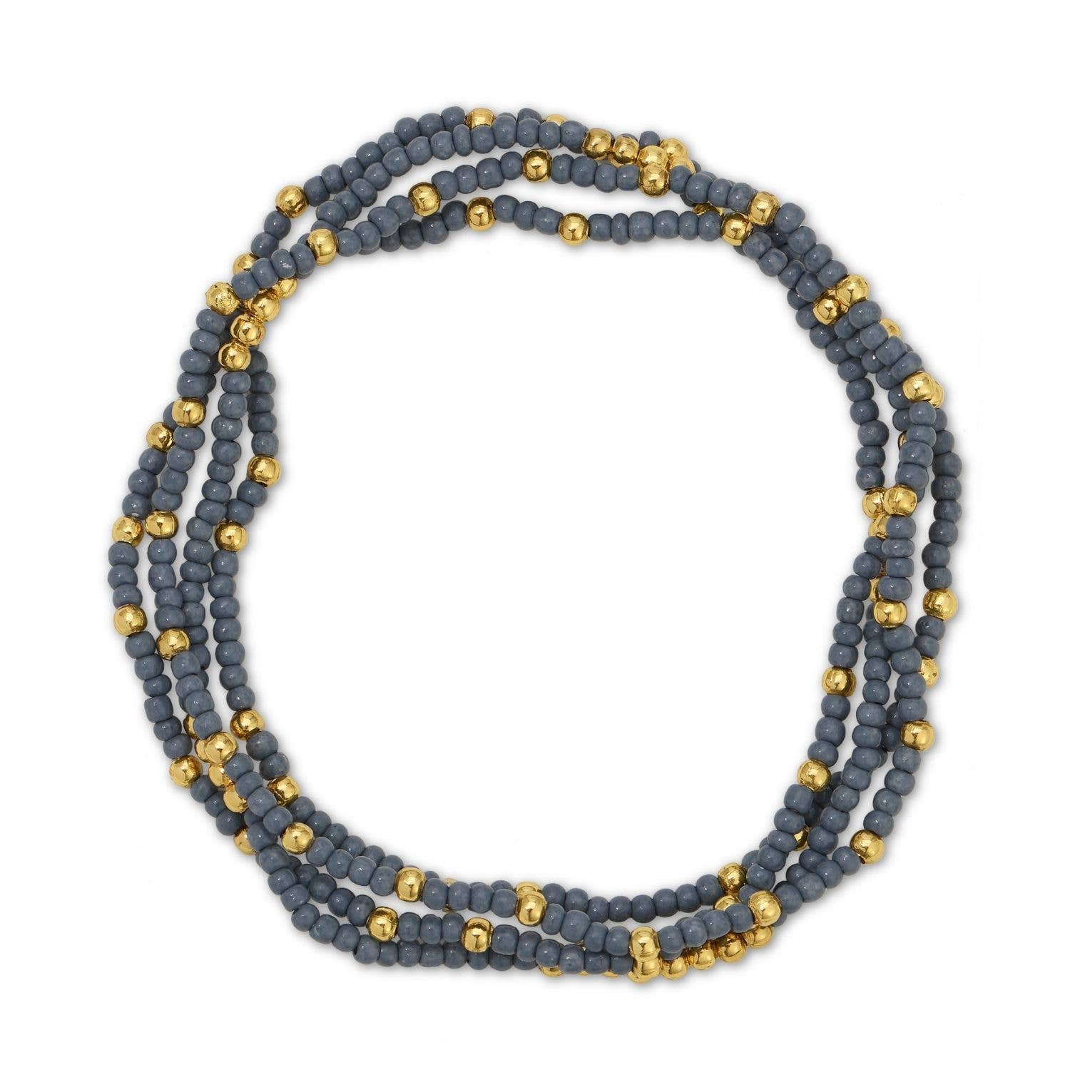 Splendid Iris Solid Color and Gold 2mm Seed Bead Stretch Bracelets