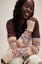 We the Free People All in Cuff Long Sleeve thermal waffle tee