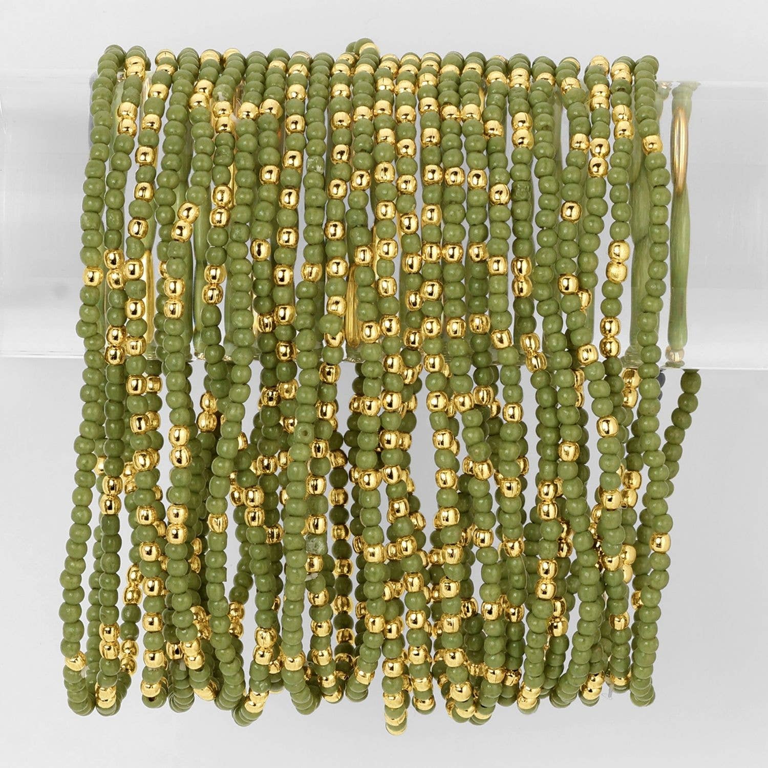 Splendid Iris Solid Color and Gold 2mm Seed Bead Stretch Bracelets