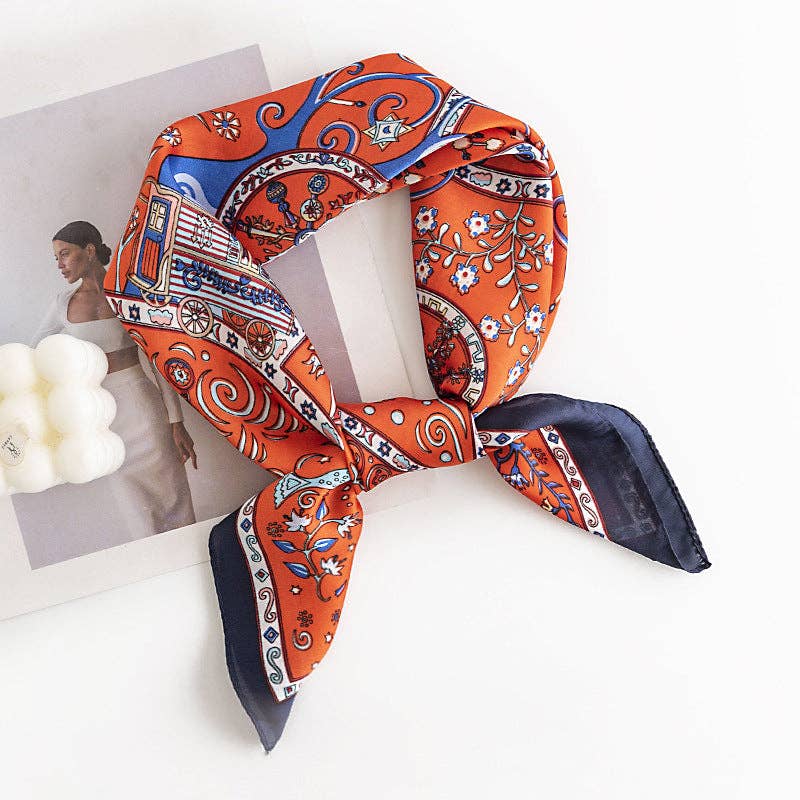 Vintage Pattern Silk Square Scarf