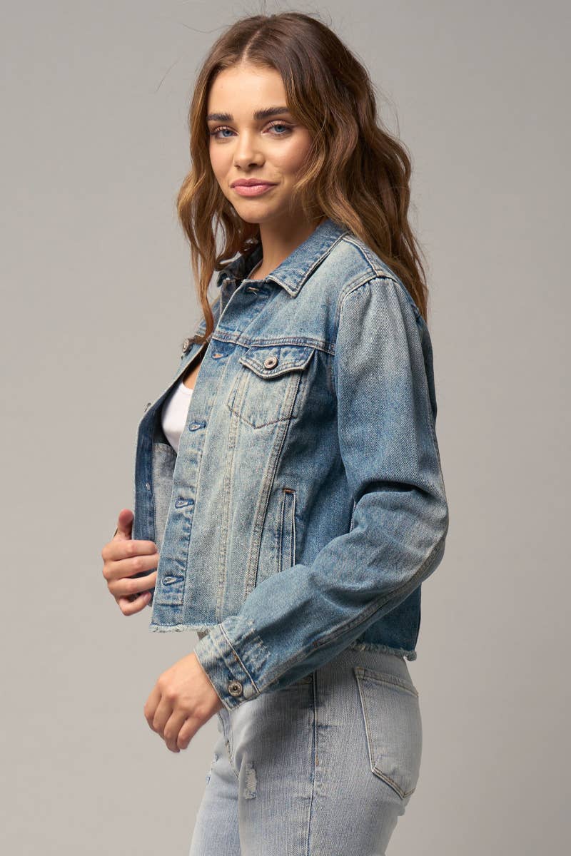 Raw Hem Denim Jean Jacket