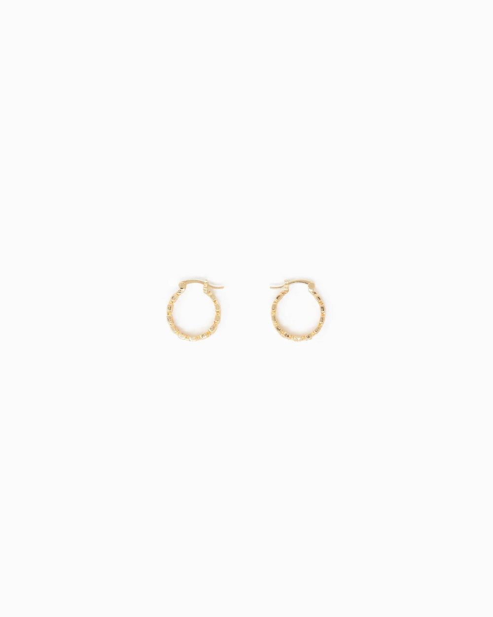 Checkered Pattern Cutout Gold Hoop Earrings