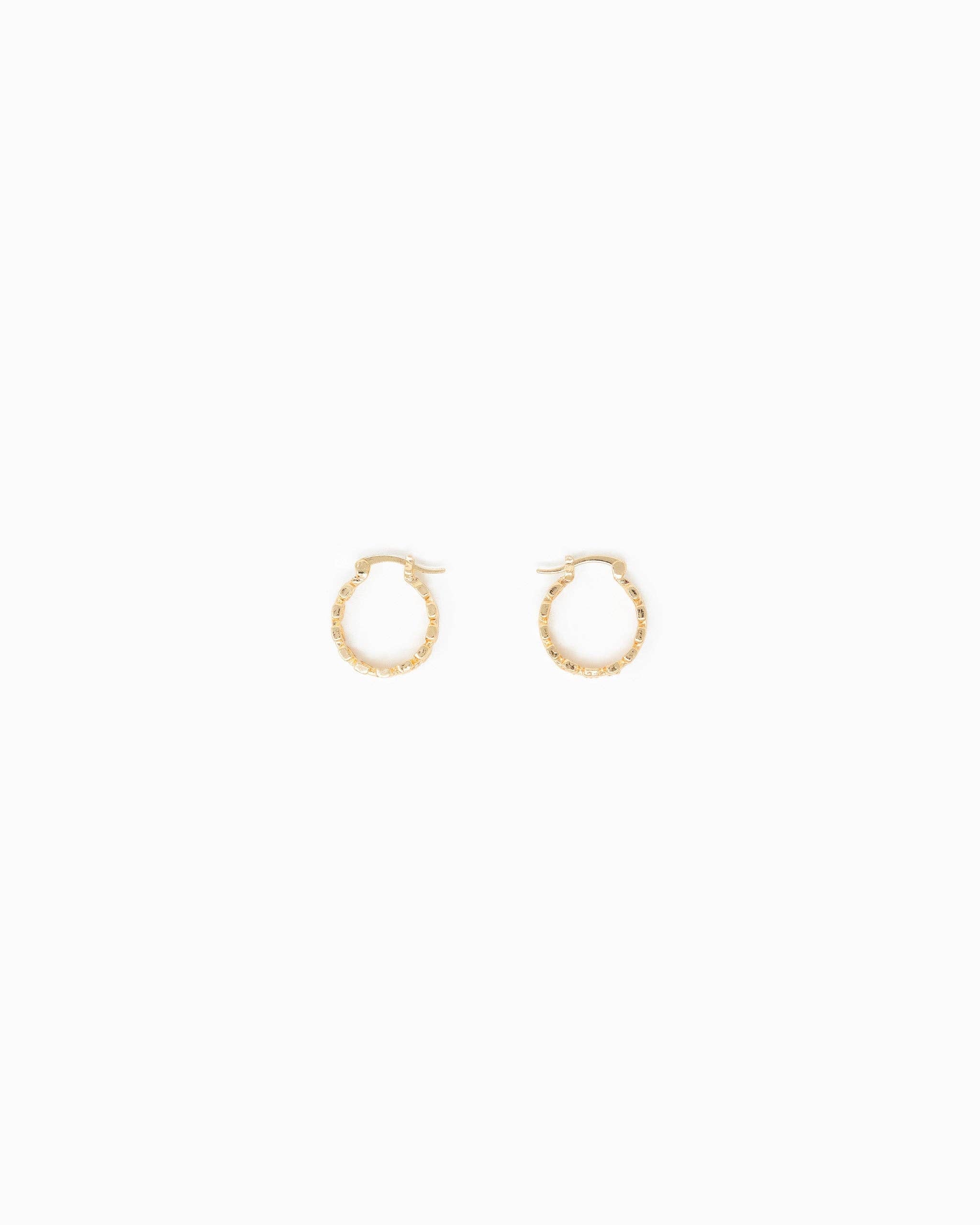 Checkered Pattern Cutout Gold Hoop Earrings