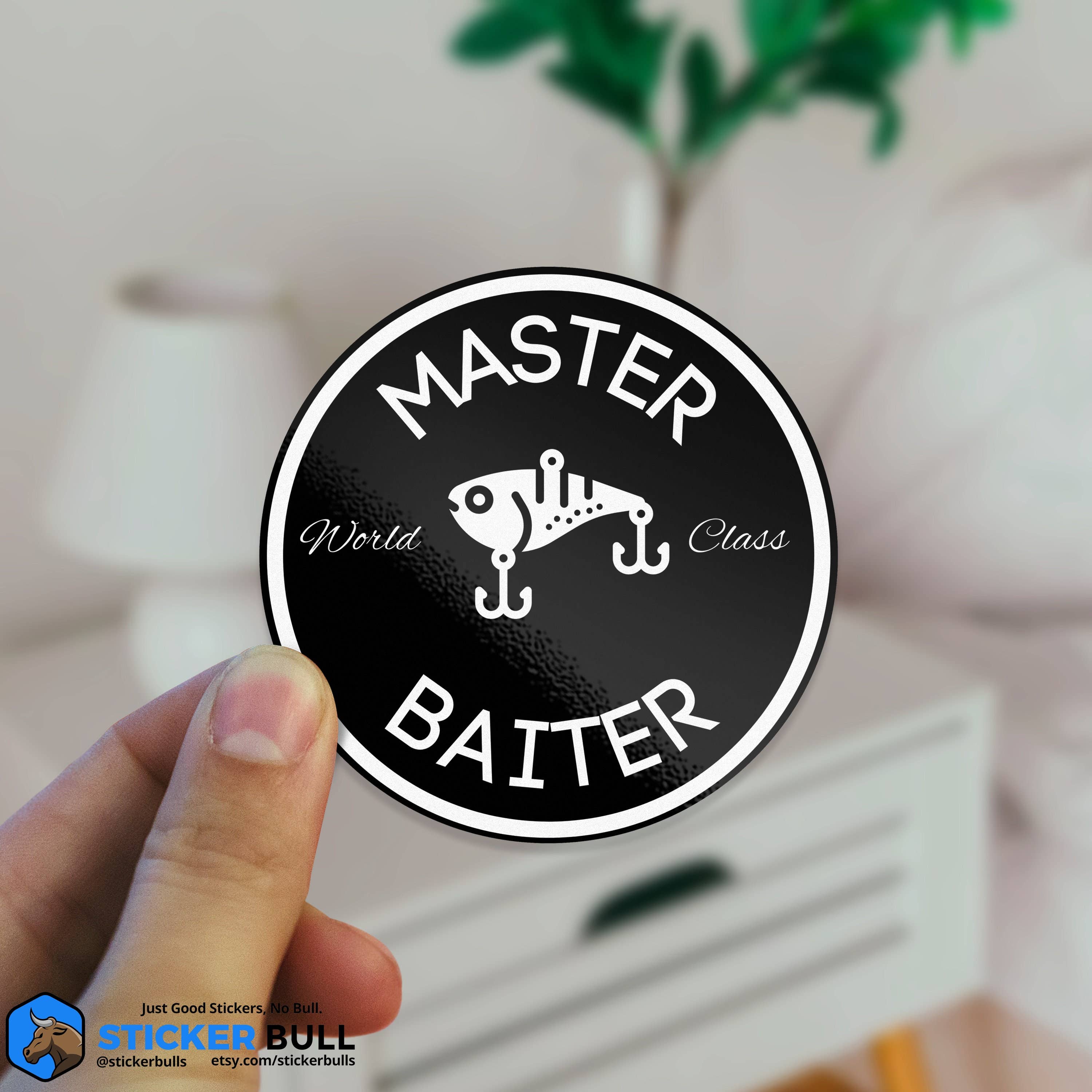 Sticker Bull - World Class Master Baiter Sticker, Swim Bait Sticker, Meme Sticker, Funny Waterproof Vinyl Sticker Decal for Laptop, Car, Hydroflask Sticker