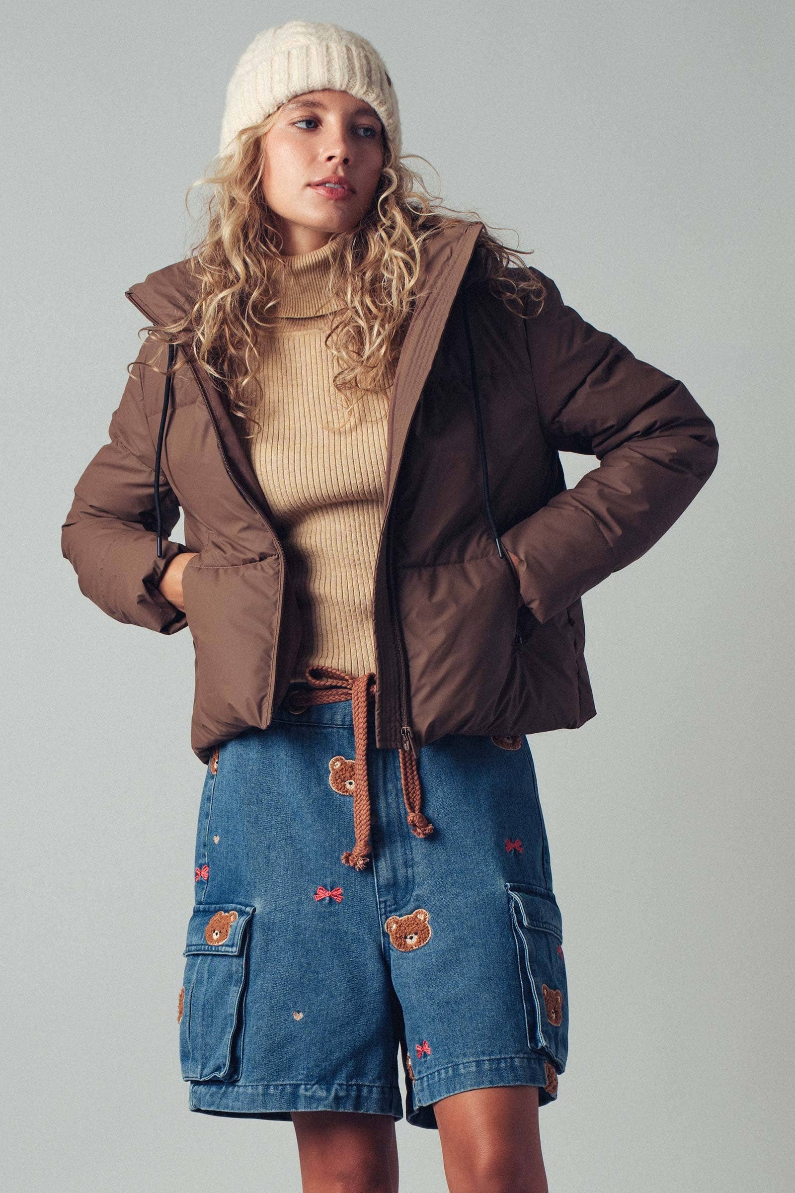 Cozy Hooded Brown Puffer Jacket