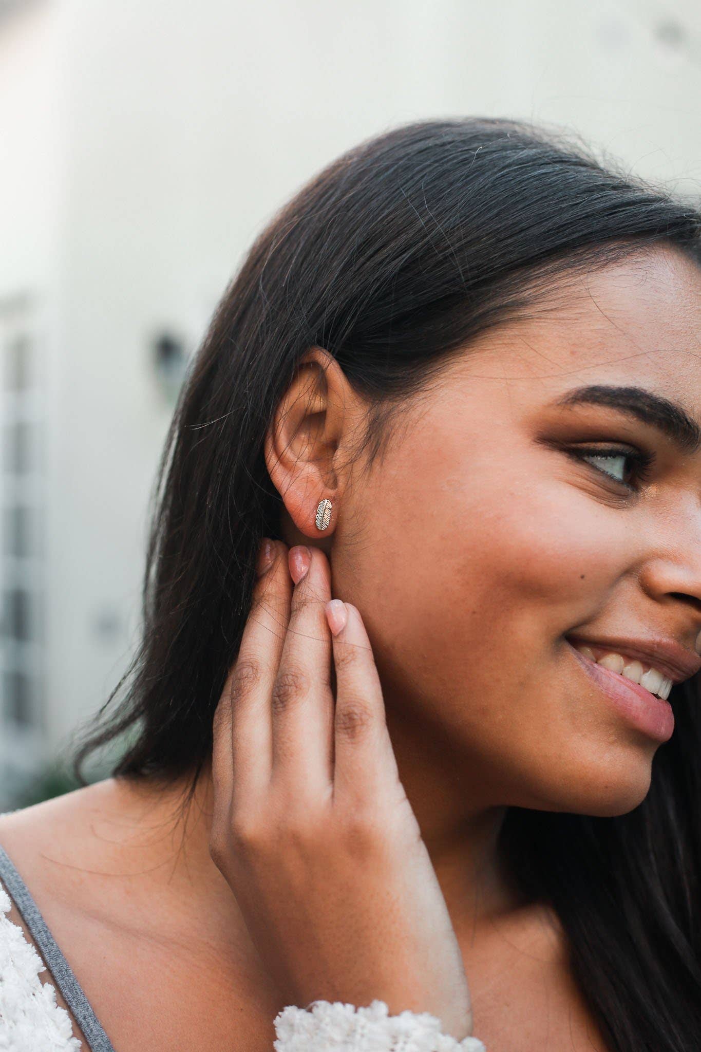 New Moon Gold Feather Earrings