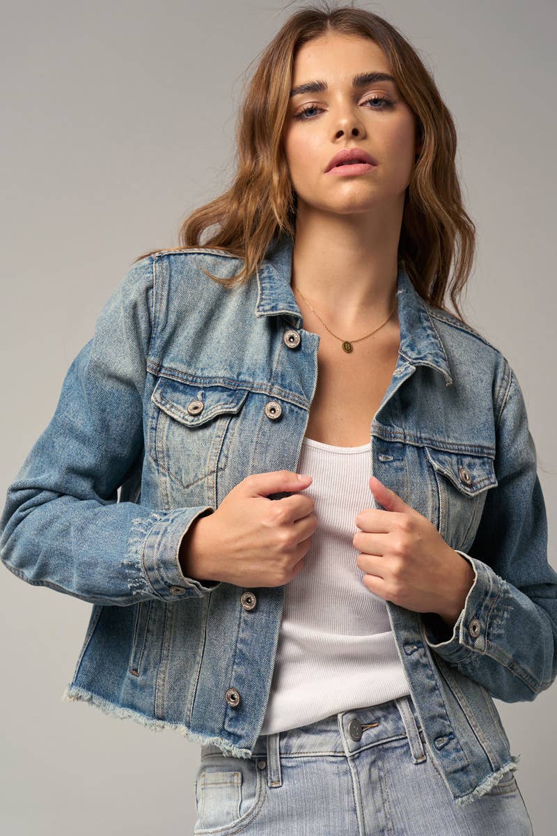 Raw Hem Denim Jean Jacket