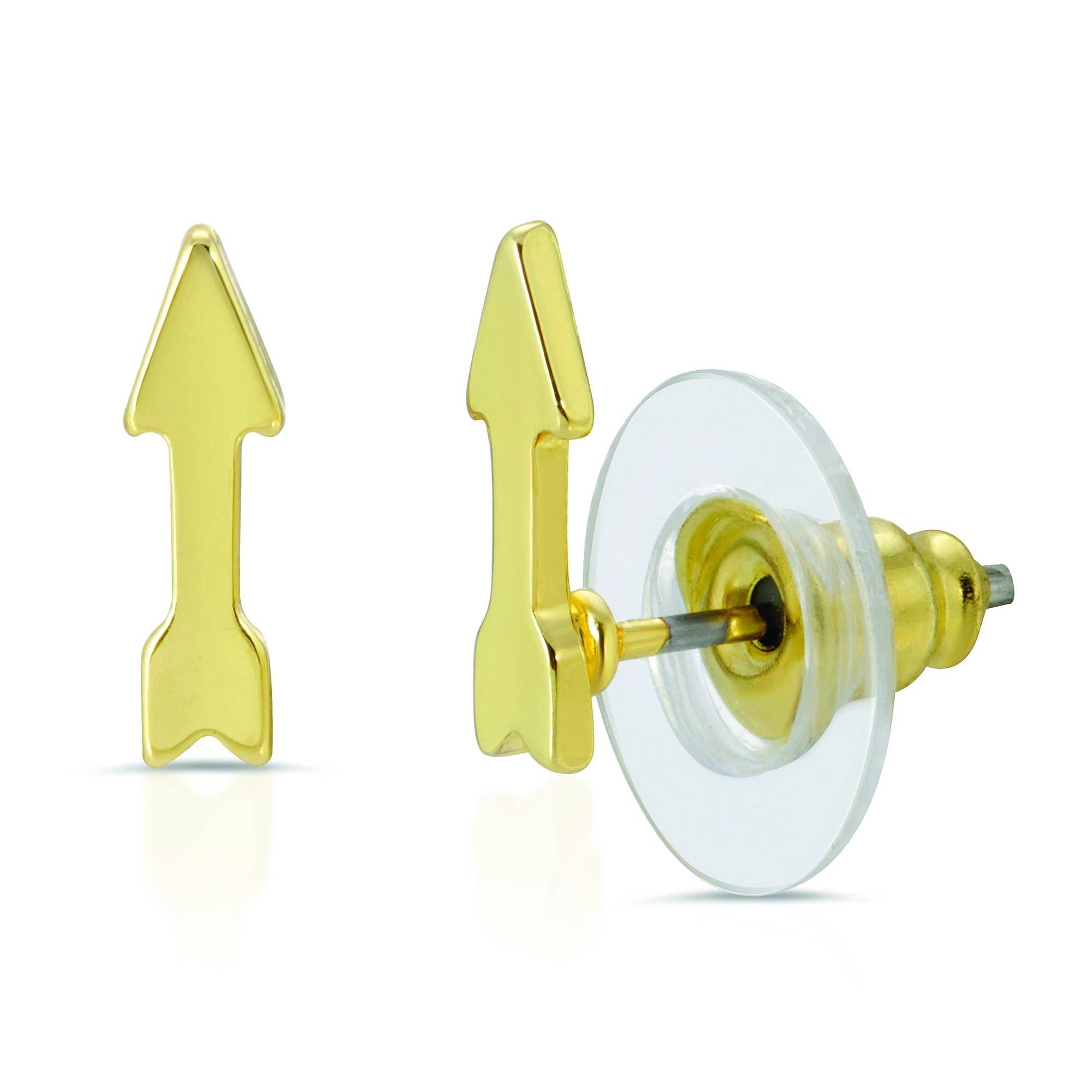 Lucky Feather New Moon Gold Arrow Stud Earrings