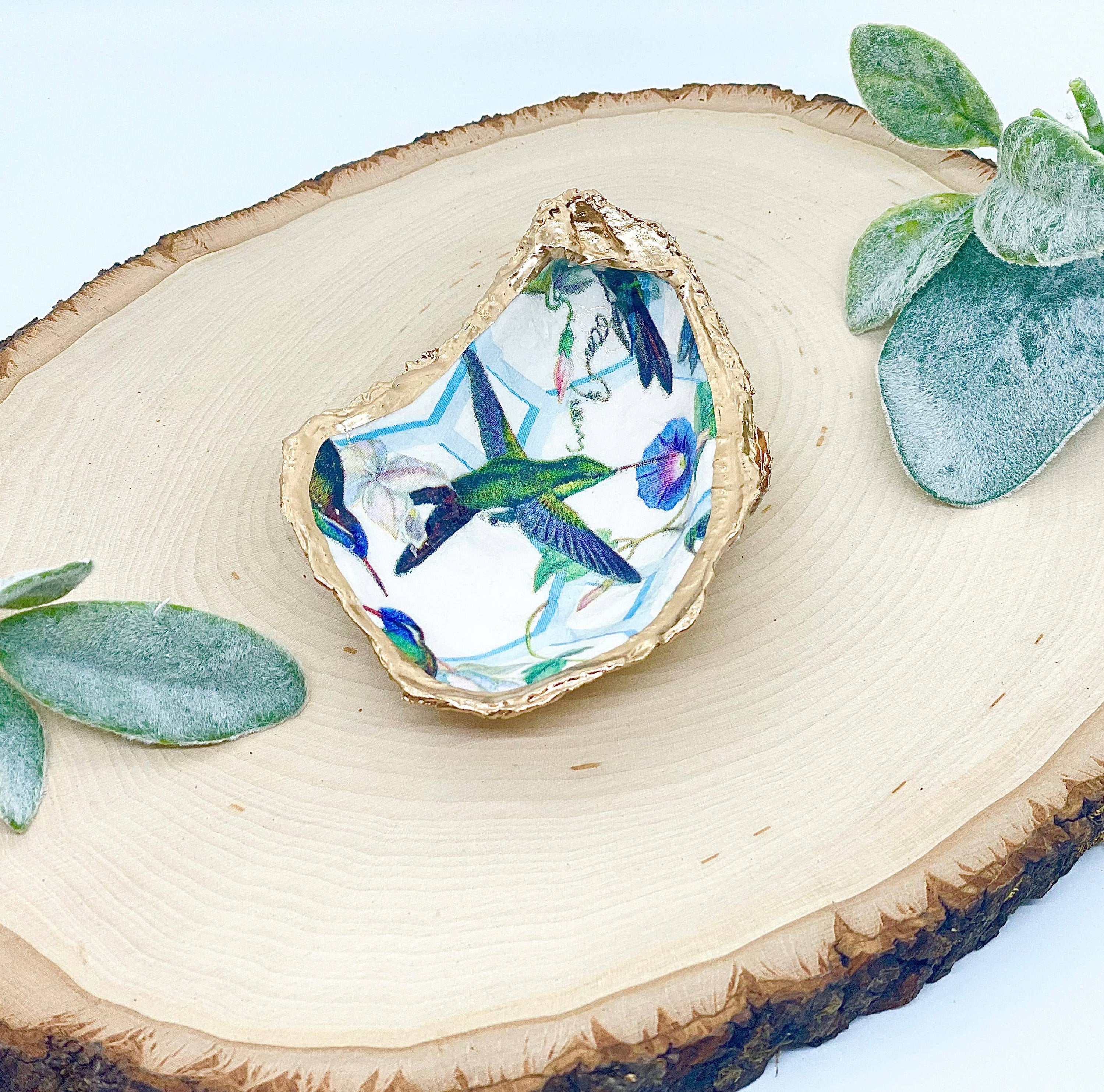 Hummingbird Oyster Jewelry Dish