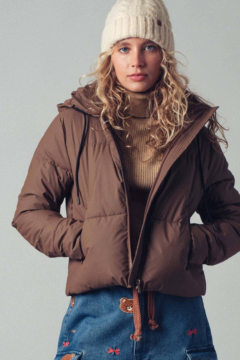 Cozy Hooded Brown Puffer Jacket
