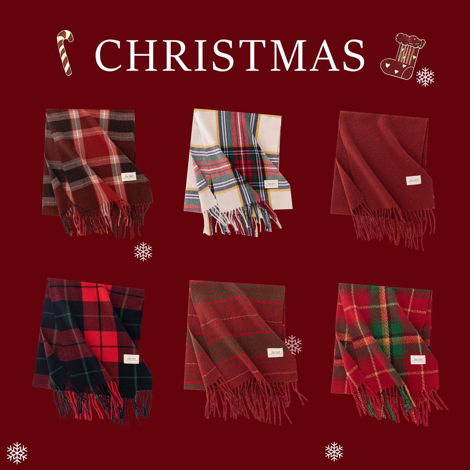 Red, White and Green Christmas Plaid Scarf