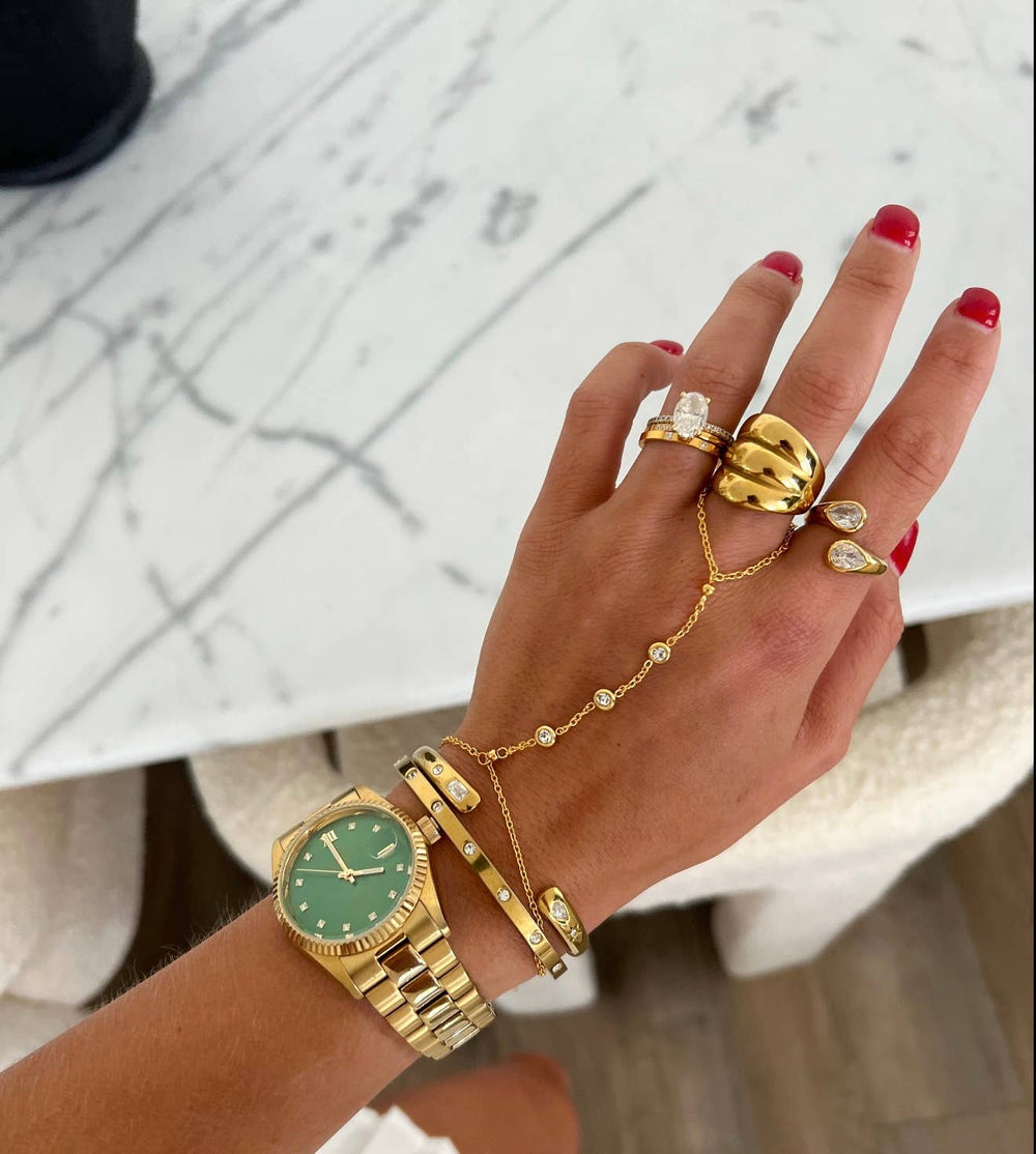 Gold and Faux Diamond LUXE HAND CHAIN