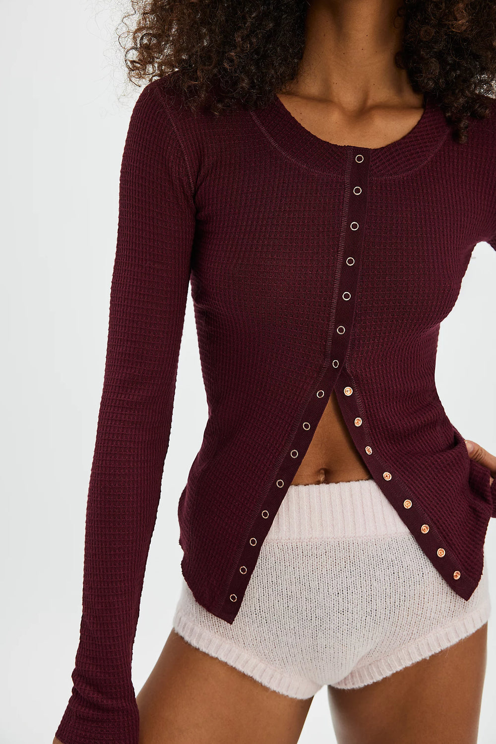 Free People Going Places Long-Sleeve Waffle Cardigan