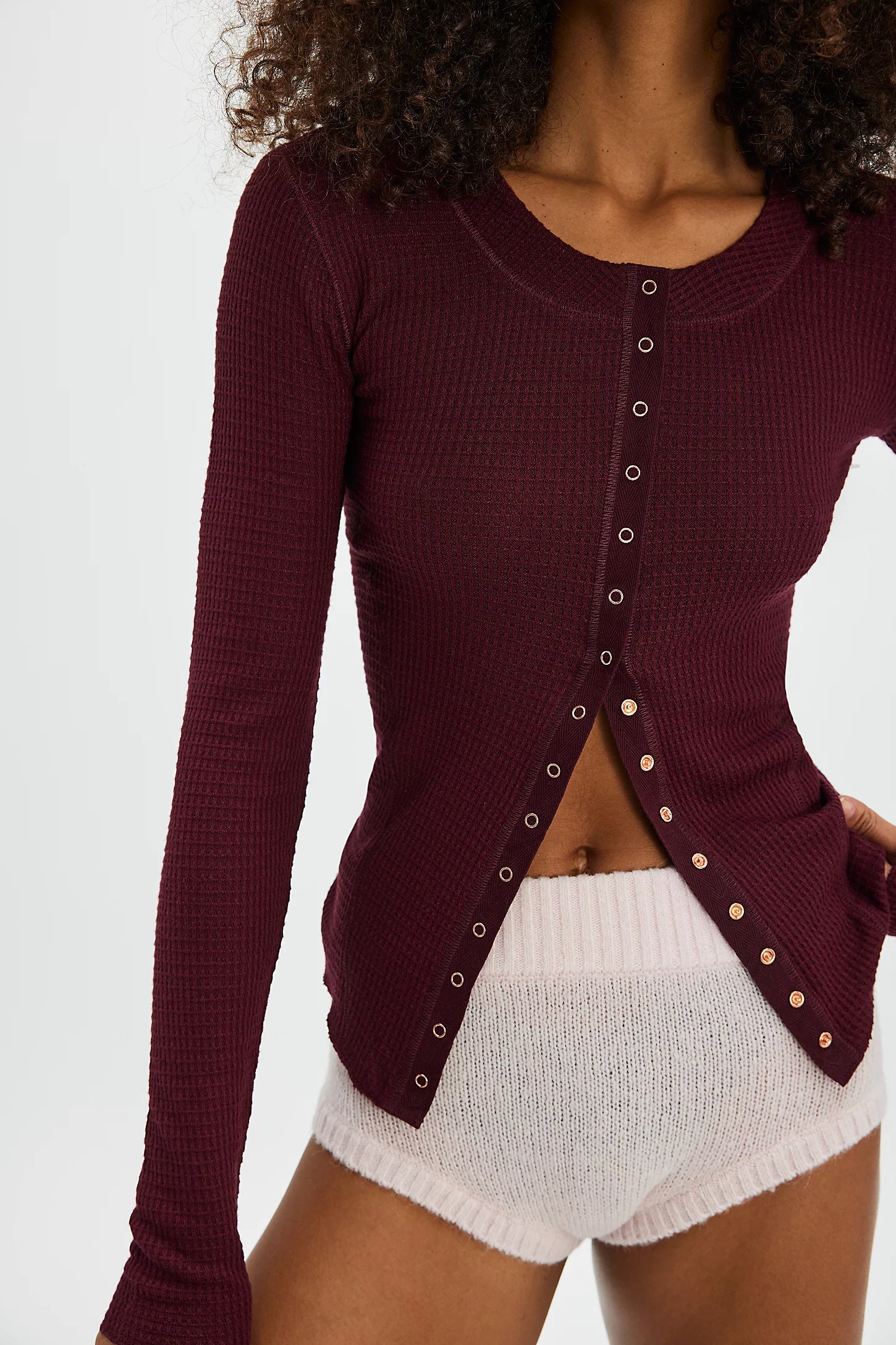 Free People Going Places Long-Sleeve Waffle Cardigan