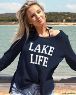 Wooden ships Cotton Lake Life Crew Sweater in Darkest Indigo
