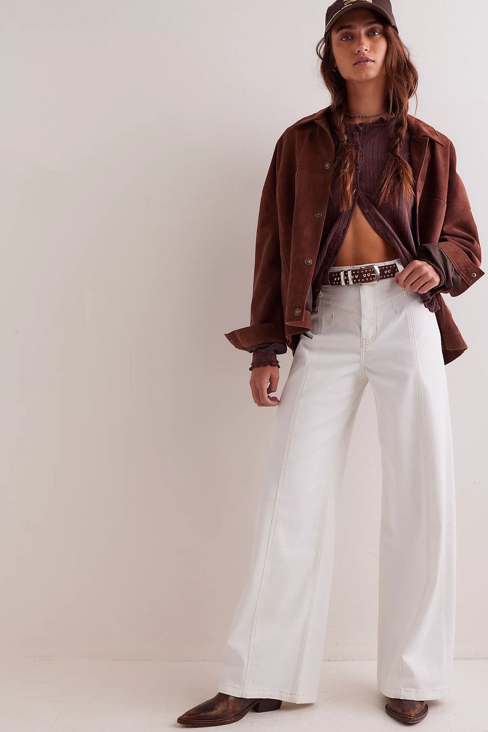 We the Free People White Libre Wide Leg Trouser Jeans