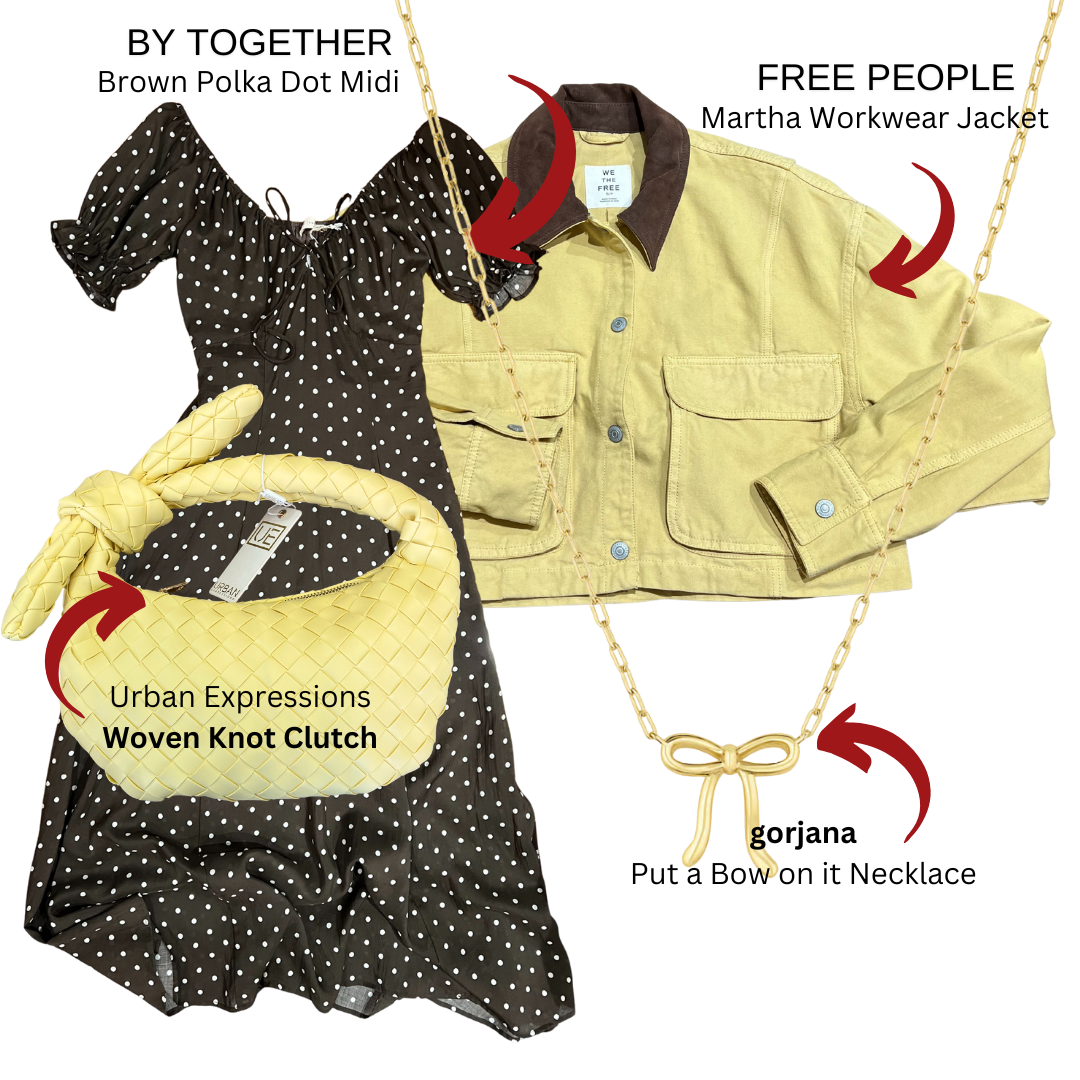 Brown and White Polka Dot Midi Dress