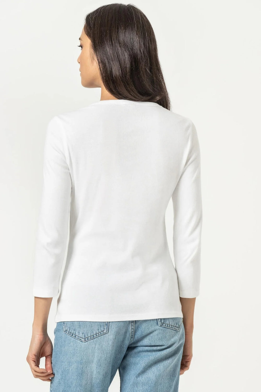 Lilla P Classic 3/4 Sleeve Boatneck Tee in White or Black