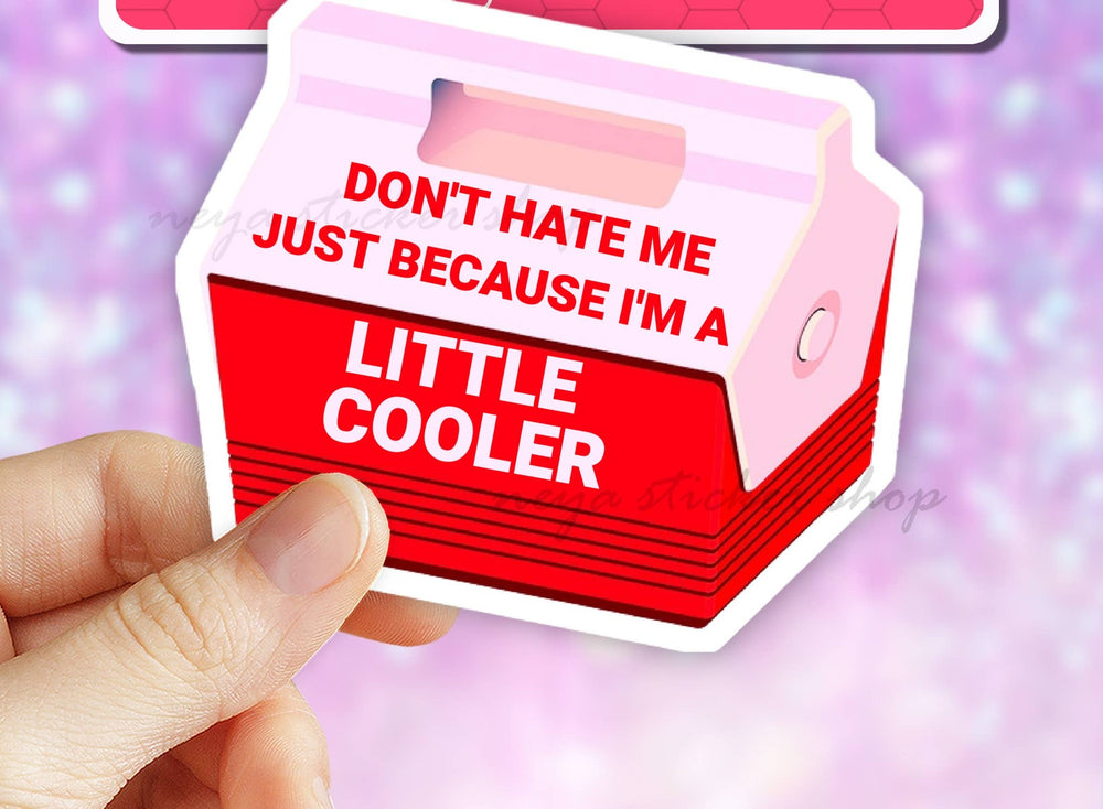 Don't Hate Me Because I'm A Little Cooler Vinyl Sticker,: 2" (Mini)