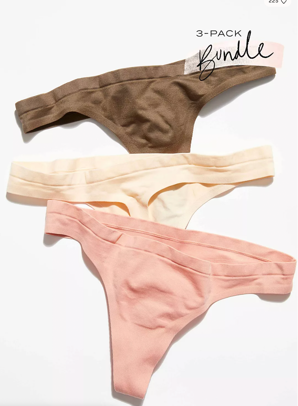 Free People Intimates No Show Seamless 3-pack thong Nude colors