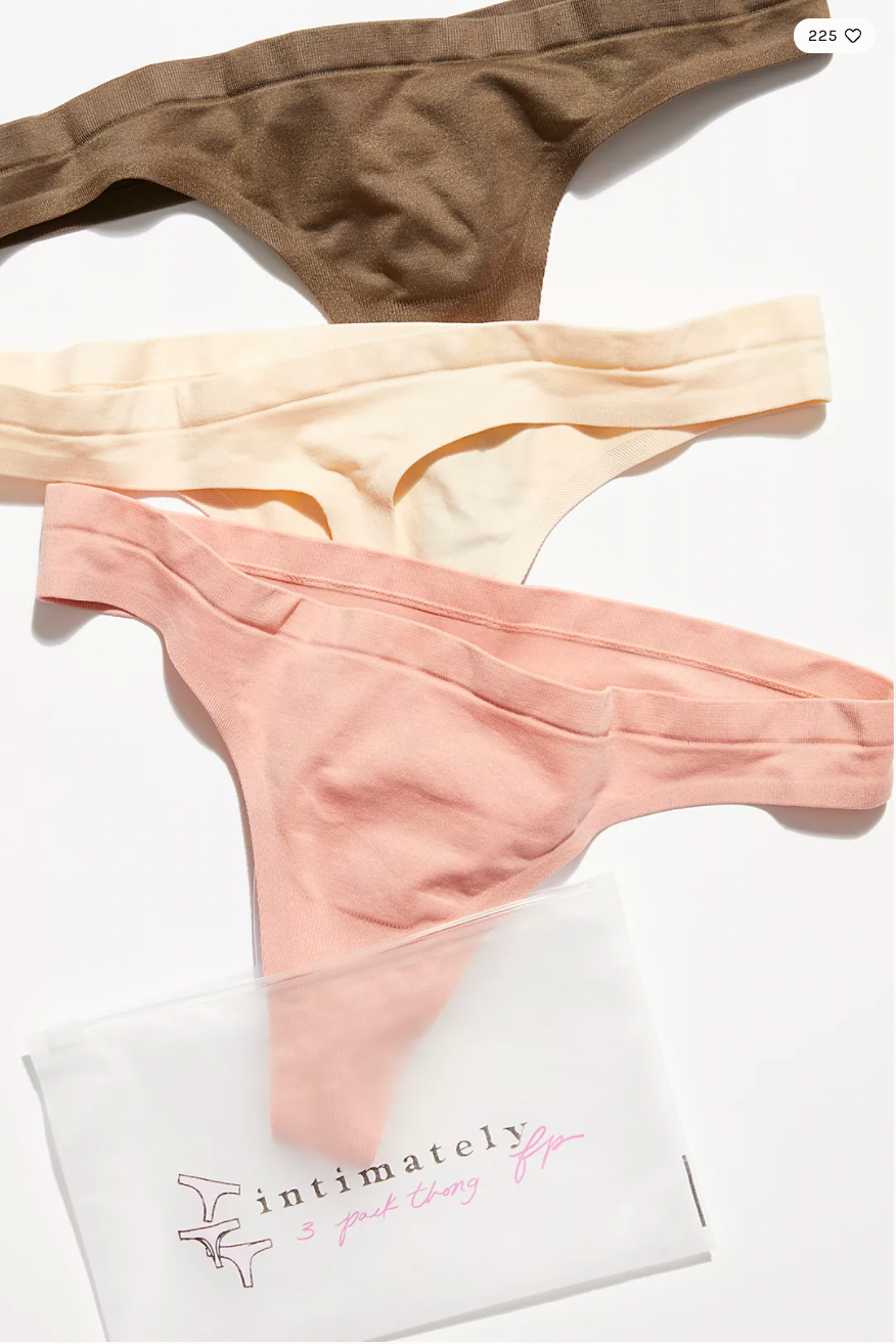 Free People Intimates No Show Seamless 3-pack thong Nude colors