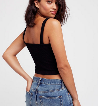 Free People Solid color Ribbed Cropped Brami Tank Top
