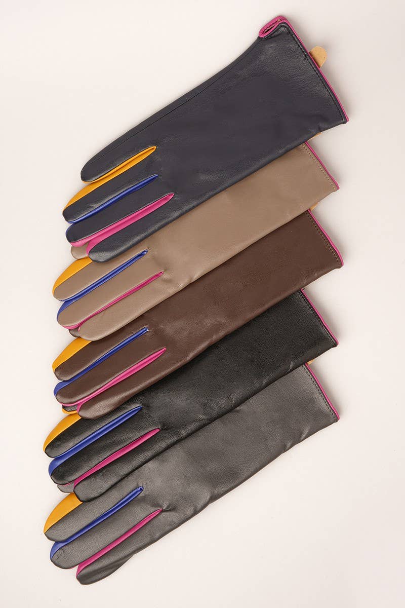 Leather Gloves w Colorful Edges
